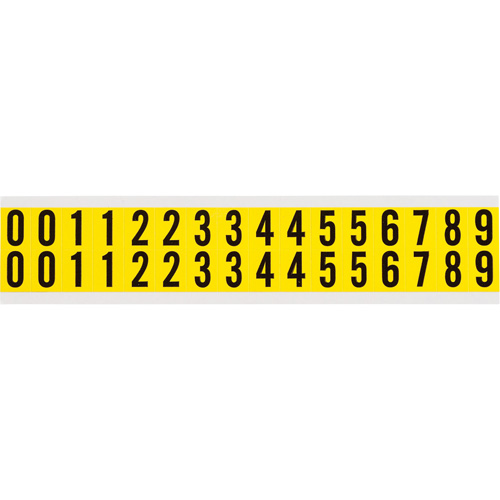 Repositionable Individual Number and Letter Labels Set, 0 to 9, 5/8" H, Black on Yellow