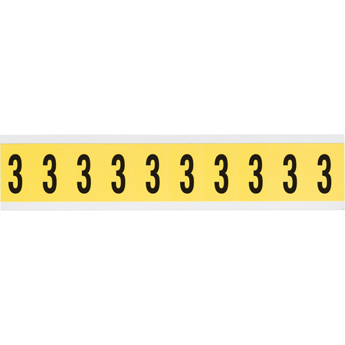 Repositionable Individual Number and Letter Labels, 3, 1" H, Black on Yellow