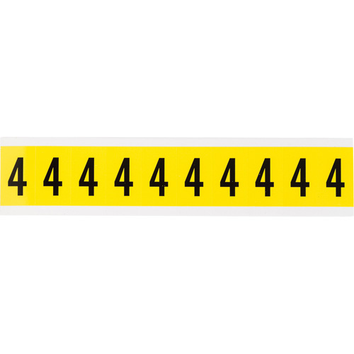 Repositionable Individual Number and Letter Labels, 4, 1" H, Black on Yellow