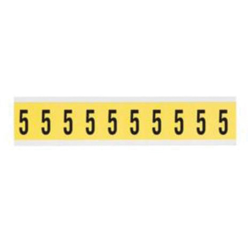 Repositionable Individual Number and Letter Labels, 5, 1" H, Black on Yellow