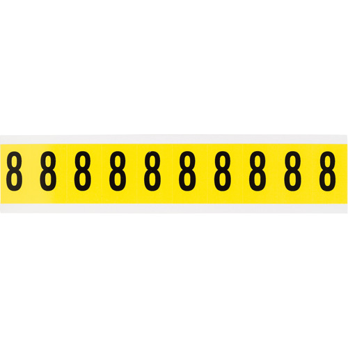 Repositionable Individual Number and Letter Labels, 8, 1" H, Black on Yellow