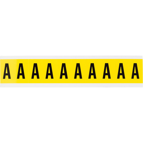 Repositionable Individual Number and Letter Labels, A, 1" H, Black on Yellow