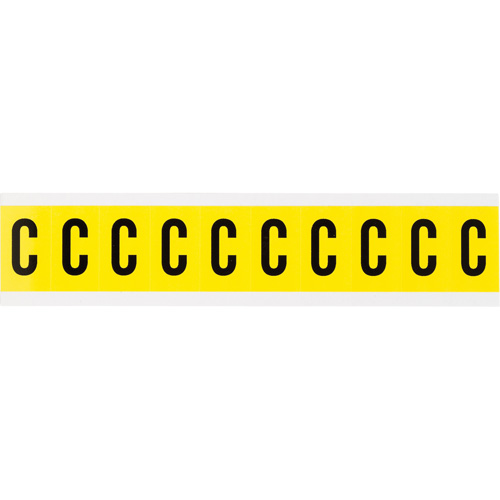 Repositionable Individual Number and Letter Labels, C, 1" H, Black on Yellow