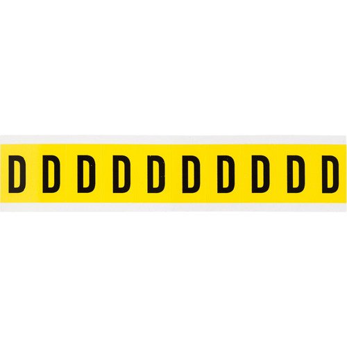 Repositionable Individual Number and Letter Labels, D, 1" H, Black on Yellow