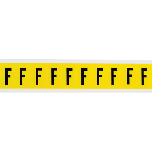Repositionable Individual Number and Letter Labels, F, 1" H, Black on Yellow