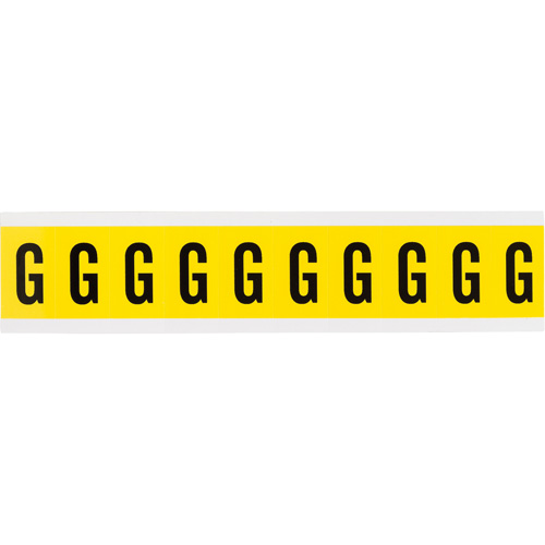 Repositionable Individual Number and Letter Labels, G, 1" H, Black on Yellow