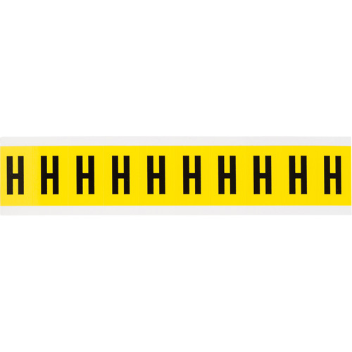Repositionable Individual Number and Letter Labels, H, 1" H, Black on Yellow