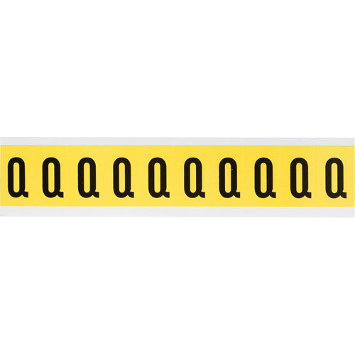 Repositionable Individual Number & Letter Labels, Q, 1" H, Black on Yellow