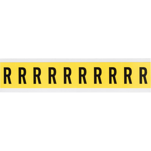 Repositionable Individual Number & Letter Labels, R, 1" H, Black on Yellow