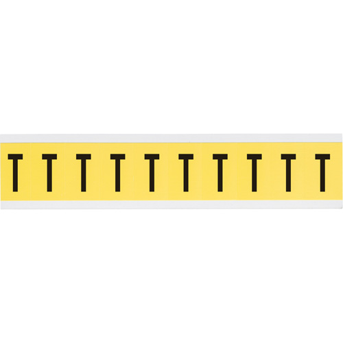 Repositionable Individual Number & Letter Labels, T, 1" H, Black on Yellow
