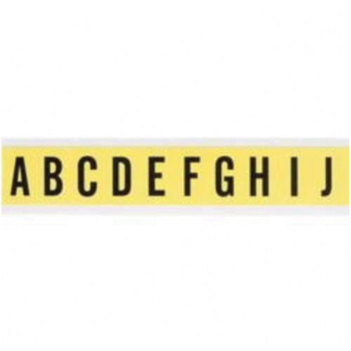 Repositionable Individual Number and Letter Labels, A/B/C/D/E/F/G/H/I/J, 1" H, Black on Yellow