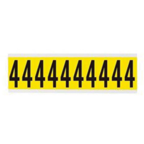 Repositionable Individual Number and Letter Labels, 4, 2" H, Black on Yellow