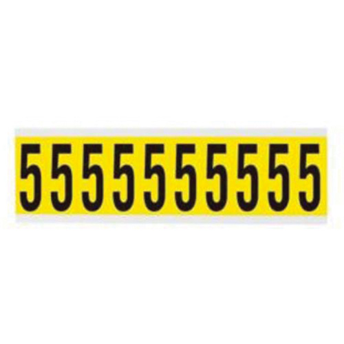 Repositionable Individual Number and Letter Labels, 5, 2" H, Black on Yellow