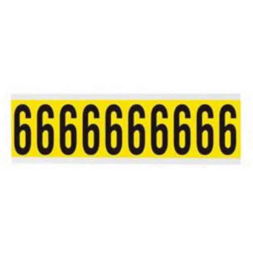 Repositionable Individual Number and Letter Labels, 6, 2" H, Black on Yellow