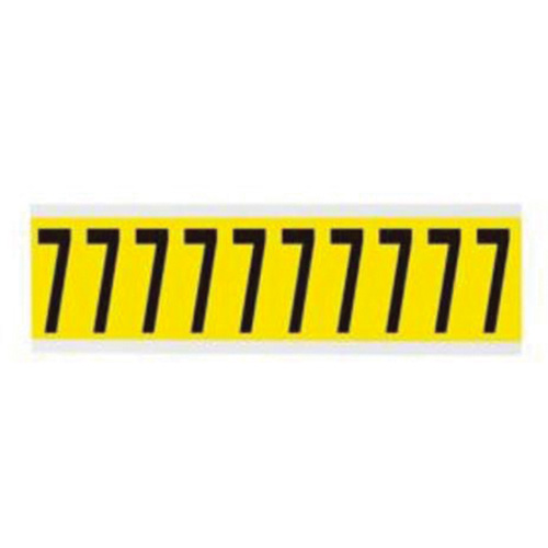 Repositionable Individual Number and Letter Label, 7, 2" H, Black on Yellow