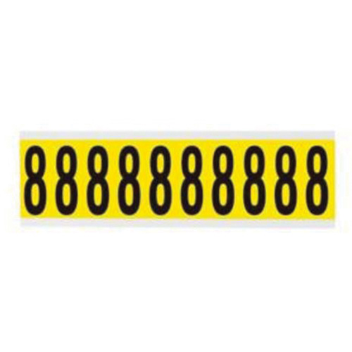 Repositionable Individual Number and Letter Labels, 8, 2" H, Black on Yellow