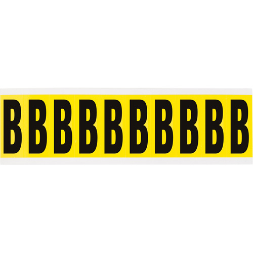 Repositionable Individual Number and Letter Labels, B, 2" H, Black on Yellow