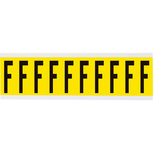 Repositionable Individual Number and Letter Labels, F, 2" H, Black on Yellow