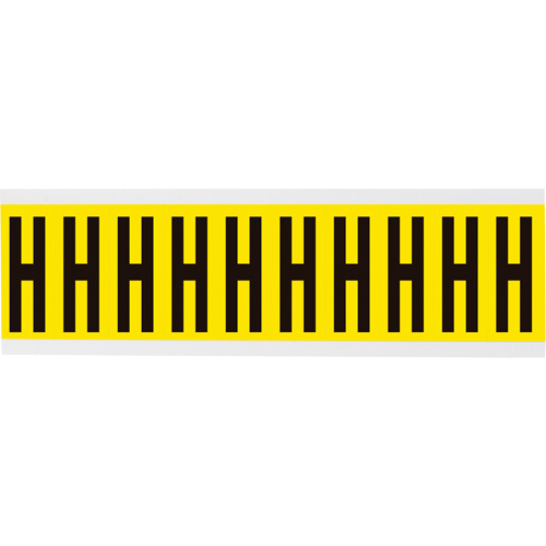 Repositionable Individual Number and Letter Labels, H, 2" H, Black on Yellow