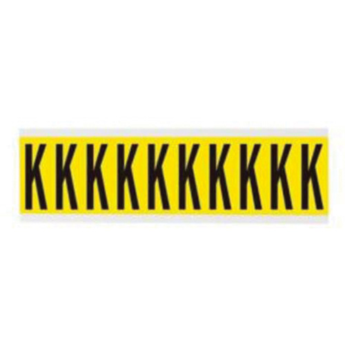 Repositionable Individual Number and Letter Labels, K, 2" H, Black on Yellow