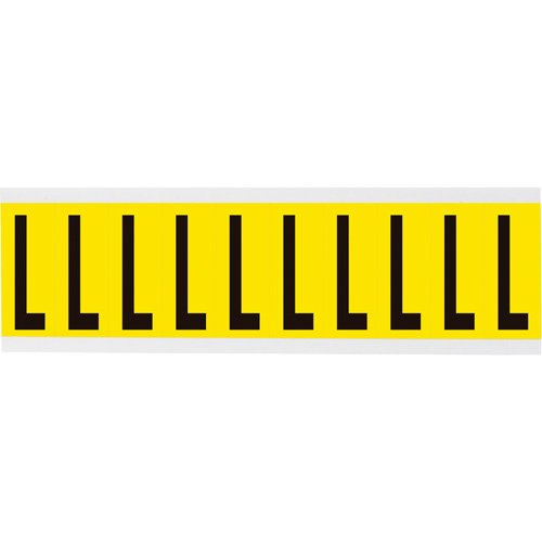 Repositionable Individual Number and Letter Labels, L, 2" H, Black on Yellow