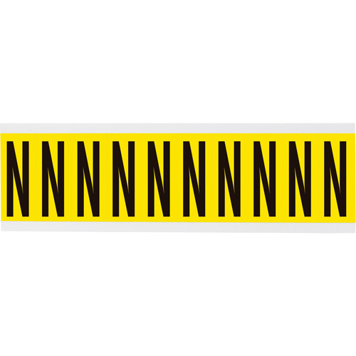Repositionable Individual Number & Letter Labels, N, 2" H, Black on Yellow
