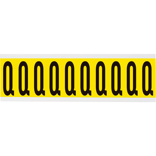 Repositionable Individual Number & Letter Labels, Q, 2" H, Black on Yellow