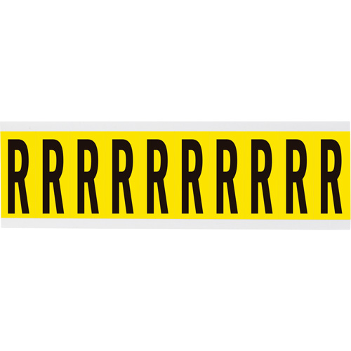 Repositionable Individual Number & Letter Labels, R, 2" H, Black on Yellow