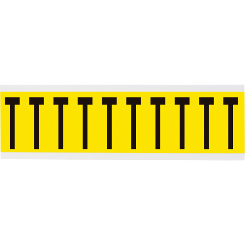 Repositionable Individual Number & Letter Labels, T, 2" H, Black on Yellow