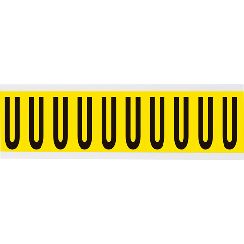 Repositionable Individual Number & Letter Labels, U, 2" H, Black on Yellow