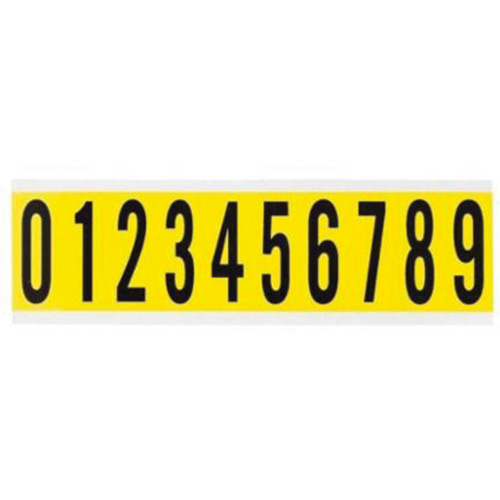 Repositionable Individual Number and Letter Labels Set, 0 to 9, 2" H, Black on Yellow