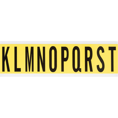 Repositionable Individual Number and Letter Labels, K/L/M/N/O/P/Q/R/S/T, 2" H, Black on Yellow