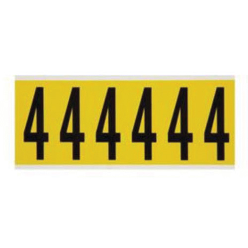 Repositionable Individual Number and Letter Labels, 4, 3" H, Black on Yellow
