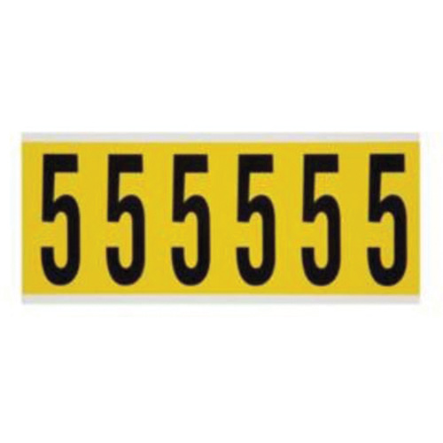 Repositionable Individual Number and Letter Labels, 5, 3" H, Black on Yellow