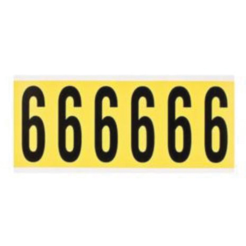 Repositionable Individual Number and Letter Labels, 6, 3" H, Black on Yellow