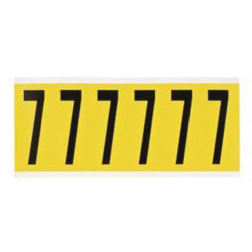 Repositionable Individual Number and Letter Label, 7, 3" H, Black on Yellow