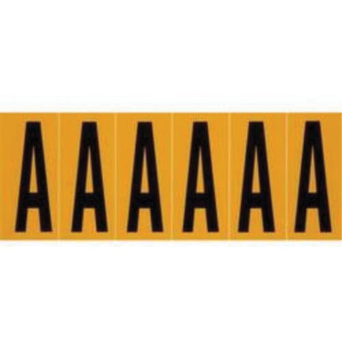 Repositionable Individual Number and Letter Labels, A, 3" H, Black on Yellow