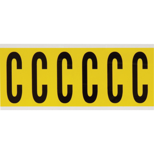 Repositionable Individual Number and Letter Labels, C, 3" H, Black on Yellow