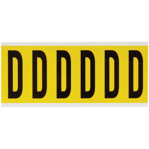 Repositionable Individual Number and Letter Labels, D, 3" H, Black on Yellow