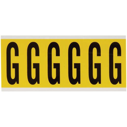 Repositionable Individual Number and Letter Labels, G, 3" H, Black on Yellow