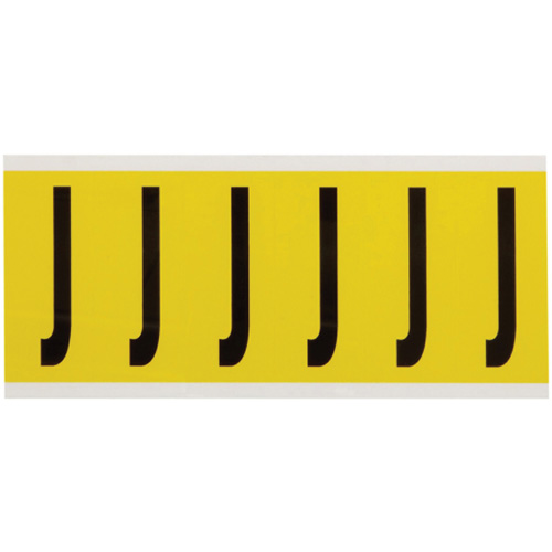 Repositionable Individual Number and Letter Labels, J, 3" H, Black on Yellow