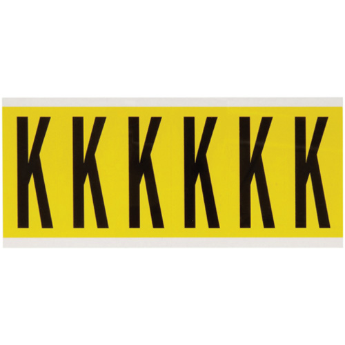 Repositionable Individual Number and Letter Labels, K, 3" H, Black on Yellow