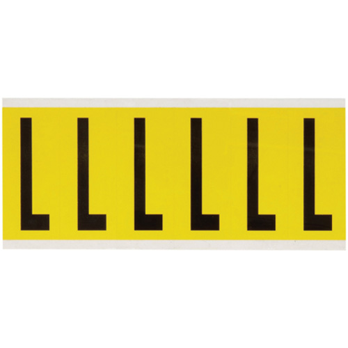 Repositionable Individual Number and Letter Labels, L, 3" H, Black on Yellow