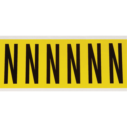 Repositionable Individual Number & Letter Labels, N, 3" H, Black on Yellow