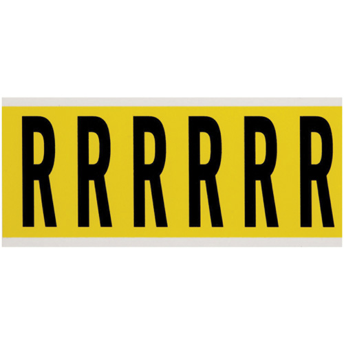 Repositionable Individual Number & Letter Labels, R, 3" H, Black on Yellow