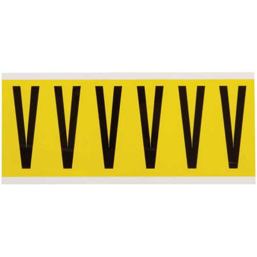 Repositionable Individual Number & Letter Labels, V, 3" H, Black on Yellow