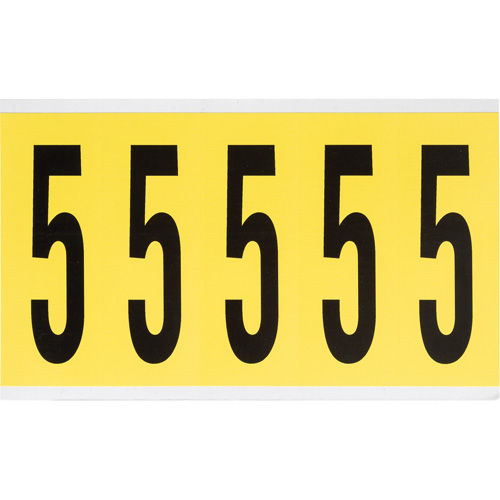 Repositionable Individual Number and Letter Labels, 5, 4" H, Black on Yellow
