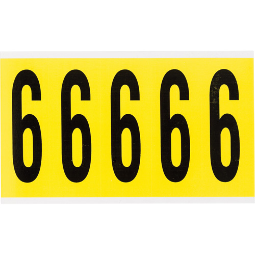 Repositionable Individual Number and Letter Labels, 6, 4" H, Black on Yellow