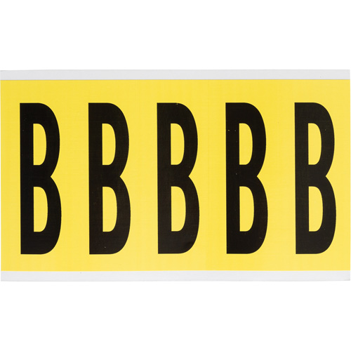 Repositionable Individual Number and Letter Labels, B, 4" H, Black on Yellow
