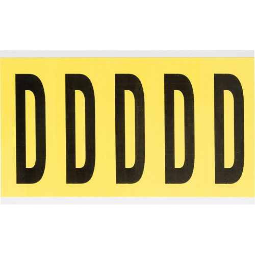 Repositionable Individual Number and Letter Labels, D, 4" H, Black on Yellow